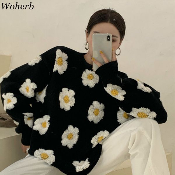 japanese oversized sweater black korean flower knit pullovers women winter clothes long sleeve pull femme jumper 210422, White;black
japanese oversized sweater black korean flower knit pullovers women winter clothes long sleeve pull femme jumper 210422, White;black