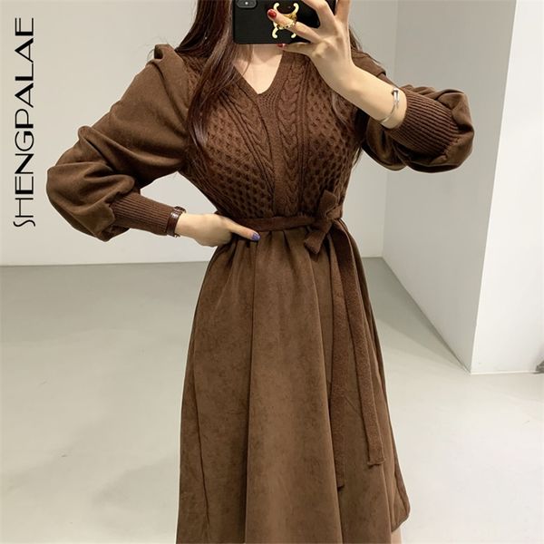 shengpllae korean chic spring women's vntage v-neck knitted lace up waistband bubble sleeve knee-length sweater dress 5a263 210427, Black;gray
shengpllae korean chic spring women's vntage v-neck knitted lace up waistband bubble sleeve knee-length sweater dress 5a263 210427, Black;gray