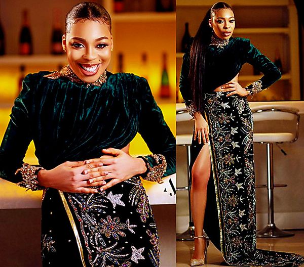 2021 plus size arabic aso ebi luxurious velvet prom dresses beaded crystals high split formal evening party second reception 195e, Black
2021 plus size arabic aso ebi luxurious velvet prom dresses beaded crystals high split formal evening party second reception 195e, Black