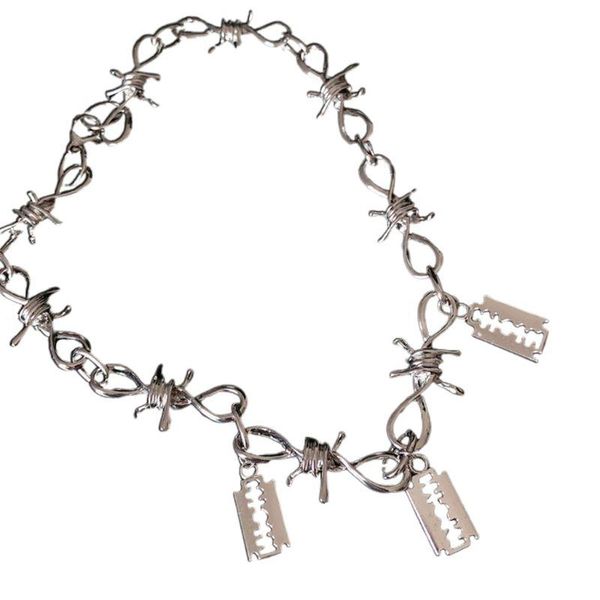 keychains thorns blade design necklace cool style hipster hip hop men women choker decoration jewelry, Silver
keychains thorns blade design necklace cool style hipster hip hop men women choker decoration jewelry, Silver