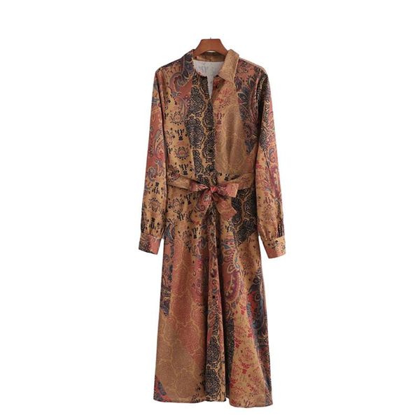 casual dresses puwd vintage woman brown printed chiffon sashes dress 2021 spring fashion ladies soft shirt female chinese style, Black;gray
casual dresses puwd vintage woman brown printed chiffon sashes dress 2021 spring fashion ladies soft shirt female chinese style, Black;gray