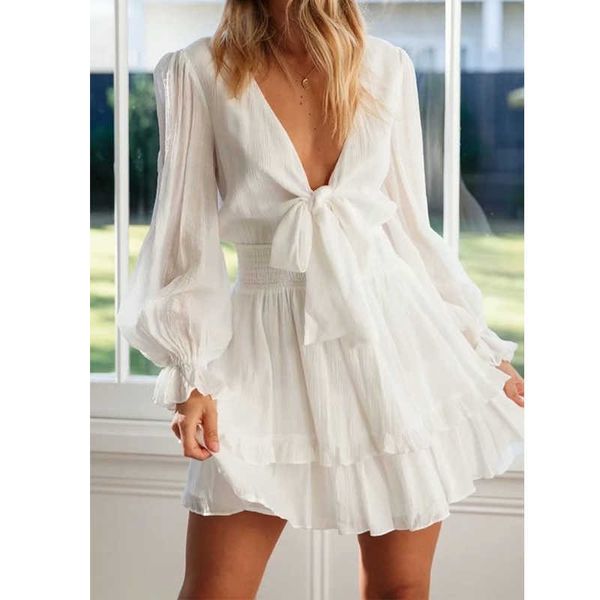za summer women bow decoration white chiffon mini dress v neck long sleeve female fashion elegant short dress xqb6026 210603, Black;gray
za summer women bow decoration white chiffon mini dress v neck long sleeve female fashion elegant short dress xqb6026 210603, Black;gray