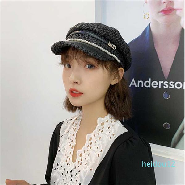 luxury- summer hat womens straw sailor beret caps with pearls diamond flat female travel cadet letters captain cap, Blue;gray
luxury- summer hat womens straw sailor beret caps with pearls diamond flat female travel cadet letters captain cap, Blue;gray