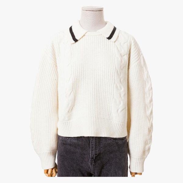 women's sweaters twist knitwear sweater turn-down collar preppy style long sleeve knit, White;black
women's sweaters twist knitwear sweater turn-down collar preppy style long sleeve knit, White;black