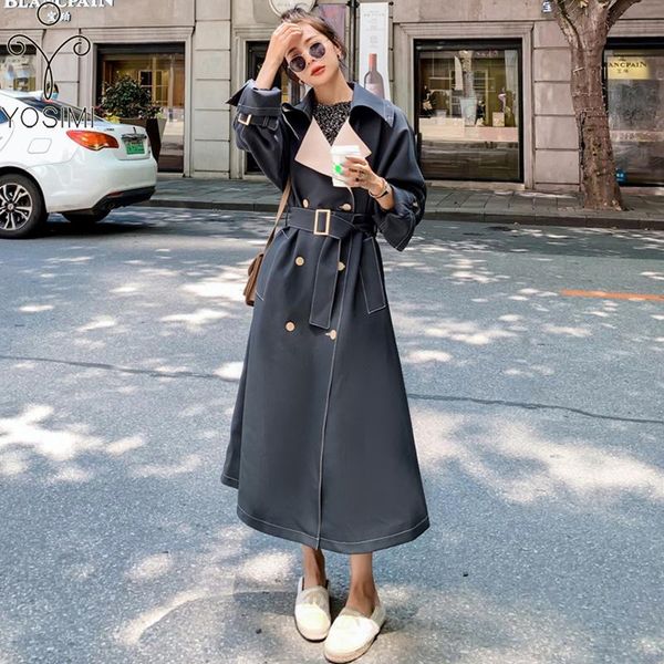 large size full sleeve windbreaker 2021 autumn winter turn-down collar gray patchwork beige sashes long women trench coat women's coats, Tan;black
large size full sleeve windbreaker 2021 autumn winter turn-down collar gray patchwork beige sashes long women trench coat women's coats, Tan;black