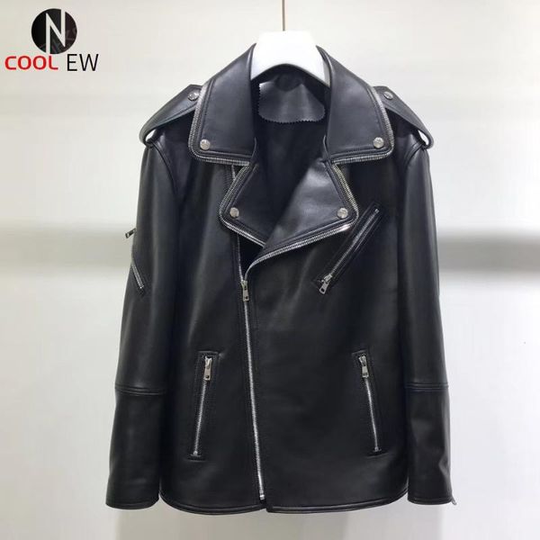 women's leather & faux genuine jacket women 2021 spring fashion real sheepskin coat rivet motorcycle biker female sheep, Black
women's leather & faux genuine jacket women 2021 spring fashion real sheepskin coat rivet motorcycle biker female sheep, Black