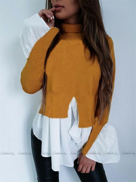 women's t-shirt uk fashion women long sleeve frill ruffle casual loose ladies shirt, White
women's t-shirt uk fashion women long sleeve frill ruffle casual loose ladies shirt, White