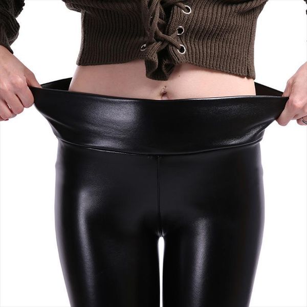 leather solid high waist winter women leggings plus velvet warm ankle length size female, Black
leather solid high waist winter women leggings plus velvet warm ankle length size female, Black