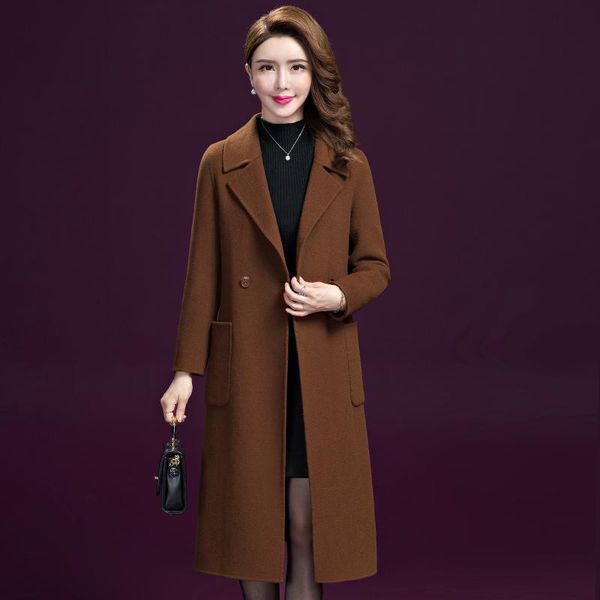 women's wool & blends 2021 autum winter coat women outerwear double breasted medium long elegant woolen office lady overcoat plus size, Black
women's wool & blends 2021 autum winter coat women outerwear double breasted medium long elegant woolen office lady overcoat plus size, Black