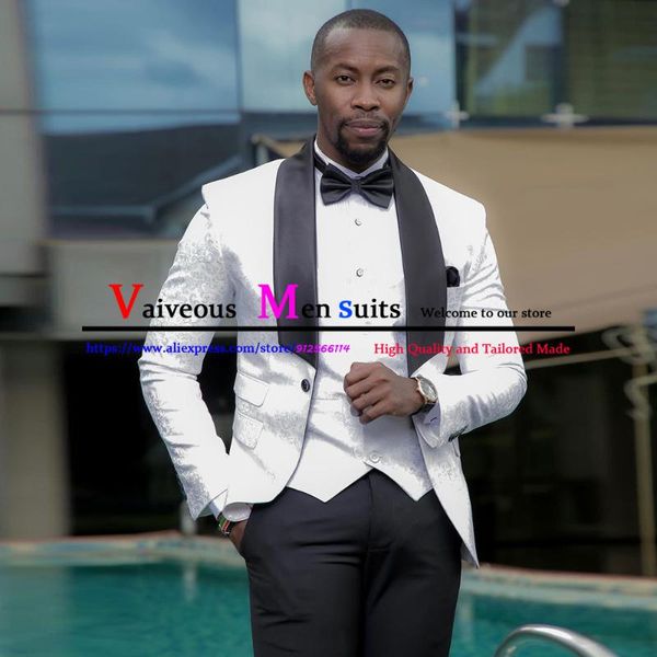men's suits & blazers slim fit white jacquard tuxedo jacket groom wear suit custom made 3 pieces groomsmen dress wedding for men terno, White;black
men's suits & blazers slim fit white jacquard tuxedo jacket groom wear suit custom made 3 pieces groomsmen dress wedding for men terno, White;black