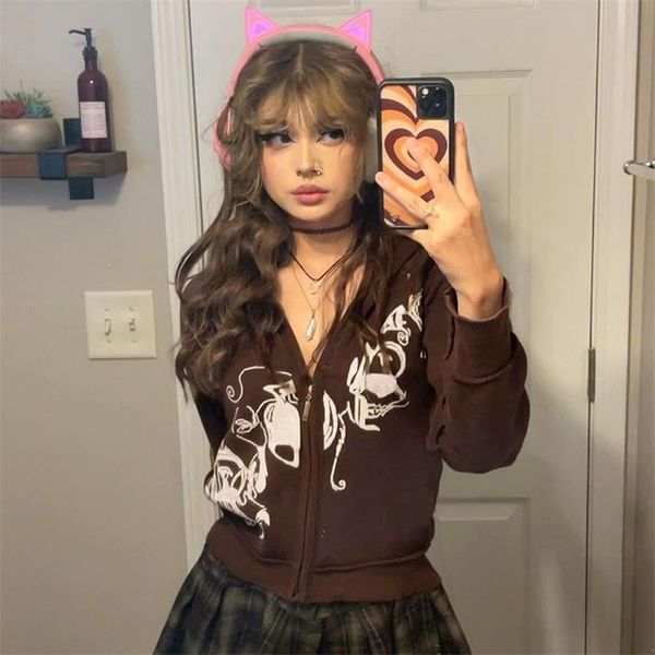 hoodiesy2k vintage print hoodies 2021 women long sleeve zip up sweatshirt brown autumn harajuku oversized loose jacket fairy grunge, Black
hoodiesy2k vintage print hoodies 2021 women long sleeve zip up sweatshirt brown autumn harajuku oversized loose jacket fairy grunge, Black