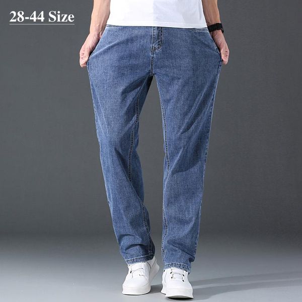 men's jeans summer thin male plus size loose casual fashion classic washed cotton elasticity straight denim trousers brand pants, Blue
men's jeans summer thin male plus size loose casual fashion classic washed cotton elasticity straight denim trousers brand pants, Blue