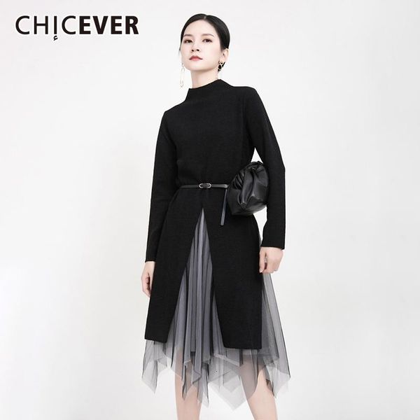 two piece dress chicever irregular patchwork set women turtleneck knitted split sweater mesh asymmetrical skirt female suits 2021, White
two piece dress chicever irregular patchwork set women turtleneck knitted split sweater mesh asymmetrical skirt female suits 2021, White