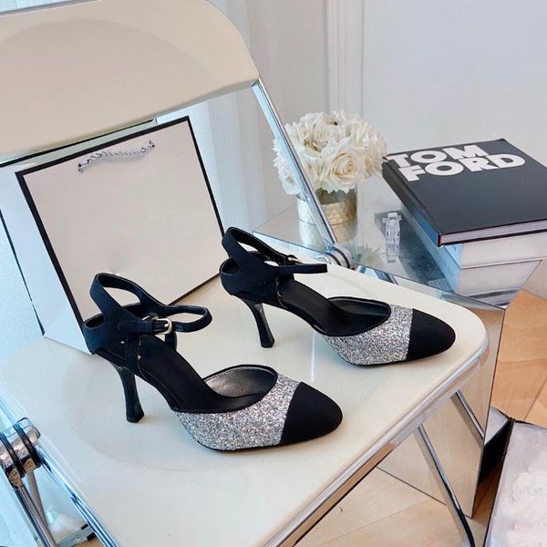 dress shoes women's simple temperament high luxury style baotou sequin middle heel silk satin stitched sandals, Black
dress shoes women's simple temperament high luxury style baotou sequin middle heel silk satin stitched sandals, Black