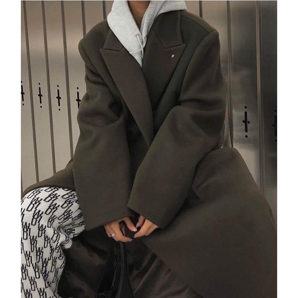 women's wool & blends vintage long woolen coat korean winter women 2021 trench for, Black
women's wool & blends vintage long woolen coat korean winter women 2021 trench for, Black