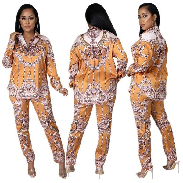women's two piece pants 2021 women pieces tracksuits fashion print long sleeves lapel neck with zipper shirt + straight outfits, White
women's two piece pants 2021 women pieces tracksuits fashion print long sleeves lapel neck with zipper shirt + straight outfits, White