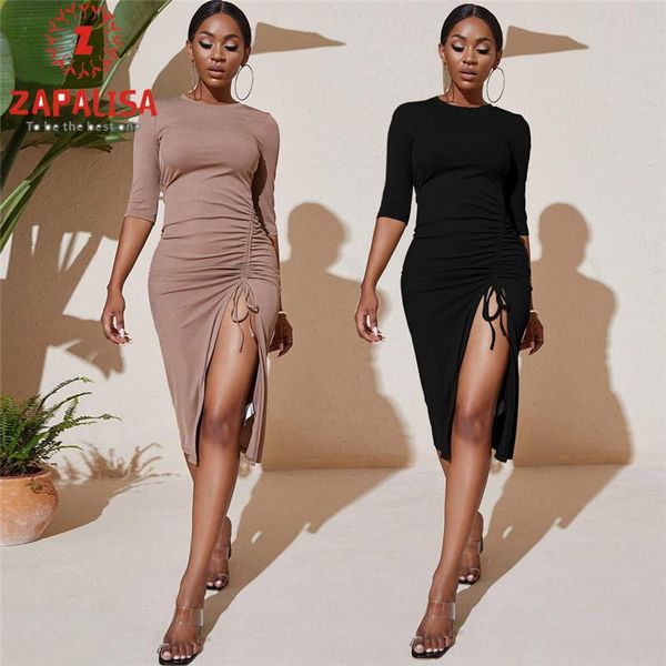 party dresses women solid color pencil dress shrinkage drawstring design o-necxk half sleeve mid waist spring autumn slim hips, White;black
party dresses women solid color pencil dress shrinkage drawstring design o-necxk half sleeve mid waist spring autumn slim hips, White;black