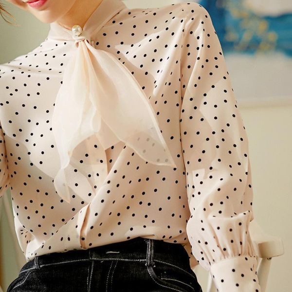 women's blouses & shirts wave point printed silk blouse couture bowknot mulberry shirt long sleeve restore ancient ways, White
women's blouses & shirts wave point printed silk blouse couture bowknot mulberry shirt long sleeve restore ancient ways, White