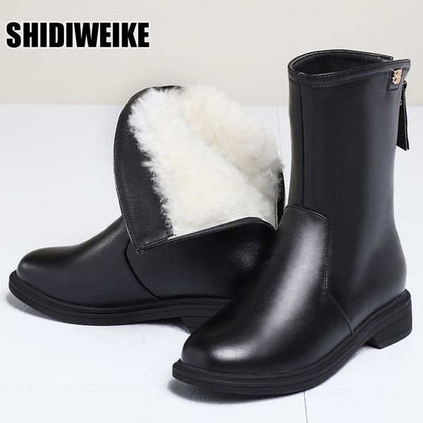 boots winter snow women warm wool fur shoes fashion genuine leather flat non-slip waterproof mid calf vc2154, Black
boots winter snow women warm wool fur shoes fashion genuine leather flat non-slip waterproof mid calf vc2154, Black
