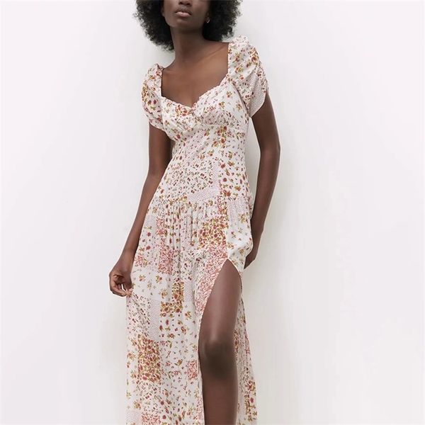 women spring summer long dress square neck waist puff sleeve printed with slits at the hem 210524, Black;gray
women spring summer long dress square neck waist puff sleeve printed with slits at the hem 210524, Black;gray