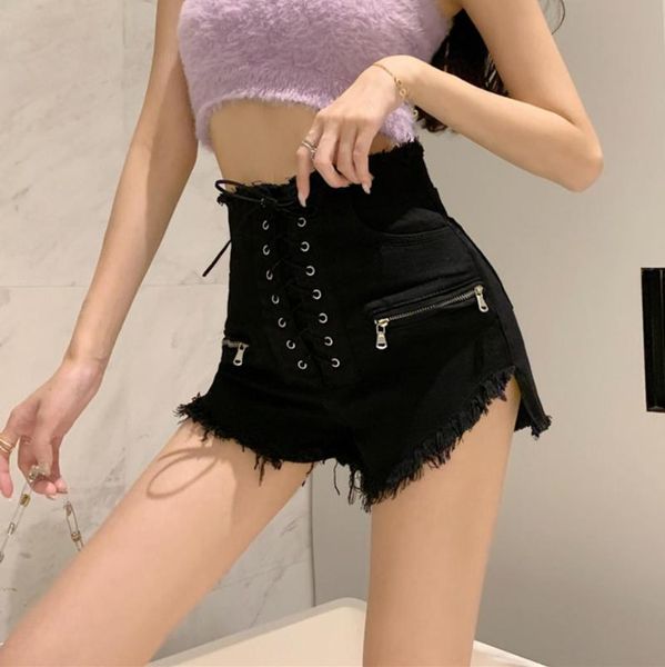 women's jeans female fashion casual summer cool women denim shorts high waists bandage zipper leg-openings plus size short, Blue 
women's jeans female fashion casual summer cool women denim shorts high waists bandage zipper leg-openings plus size short, Blue
