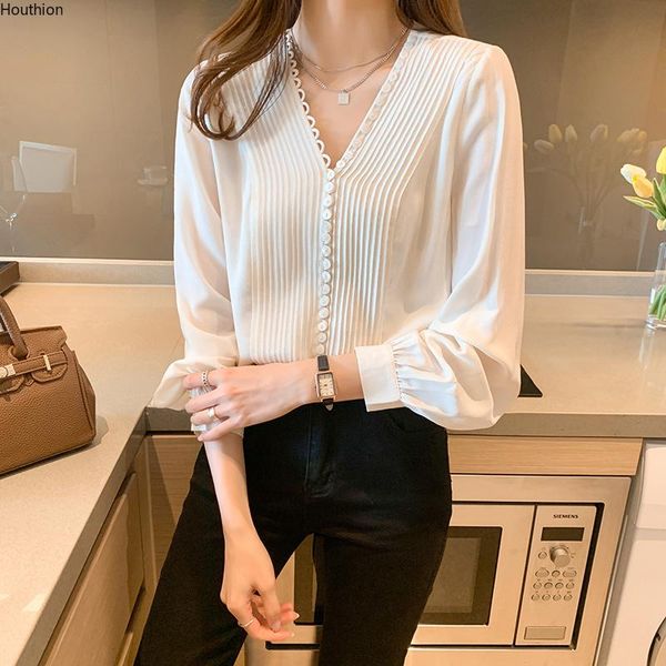 women's blouses & shirts houthion spring and autumn slim all-match fashionable casual v-neck buttons long sleeve solid color shirt, White
women's blouses & shirts houthion spring and autumn slim all-match fashionable casual v-neck buttons long sleeve solid color shirt, White