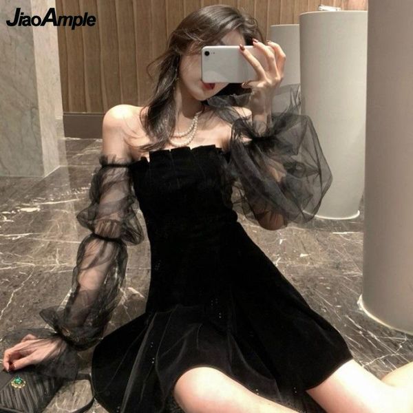 casual dresses 2021 women spring summer mesh mini black dress lady vintage graceful evening party strapless off-shoulder clothing, Black;gray
casual dresses 2021 women spring summer mesh mini black dress lady vintage graceful evening party strapless off-shoulder clothing, Black;gray