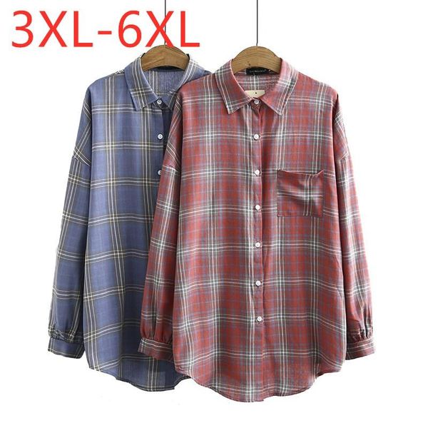 ladies autumn winter plus size for women large blouse long sleeve loose cotton pocket red plaid shirt 3xl 4xl 5xl 6xl women's blouses, White 
ladies autumn winter plus size for women large blouse long sleeve loose cotton pocket red plaid shirt 3xl 4xl 5xl 6xl women's blouses, White