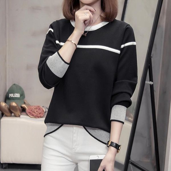 women's sweaters black loose pullover woman blouses winter clothing latest 2021 spring autumn korean vestidos female d0270, White;black
women's sweaters black loose pullover woman blouses winter clothing latest 2021 spring autumn korean vestidos female d0270, White;black