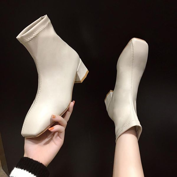 boots pu leather ankle square toe winter women shoes slip on high heel short snow, Black
boots pu leather ankle square toe winter women shoes slip on high heel short snow, Black