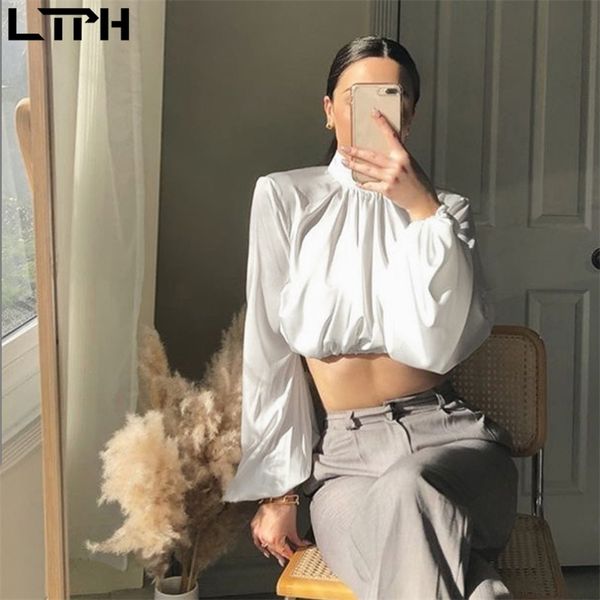 ltph arrival autumn womens french vintage satin o-neck lantern sleeve blouse solid color short bottoming shirts 210423, Black;gray
ltph arrival autumn womens french vintage satin o-neck lantern sleeve blouse solid color short bottoming shirts 210423, Black;gray