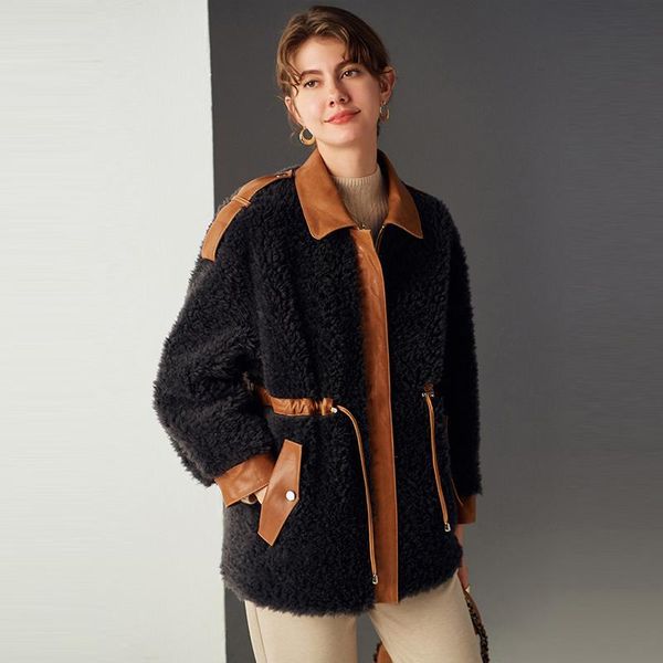 women's fur & faux women coats and jackets winter thick warm natural wide-waisted turn-down collar coat wool 2021, Black
women's fur & faux women coats and jackets winter thick warm natural wide-waisted turn-down collar coat wool 2021, Black