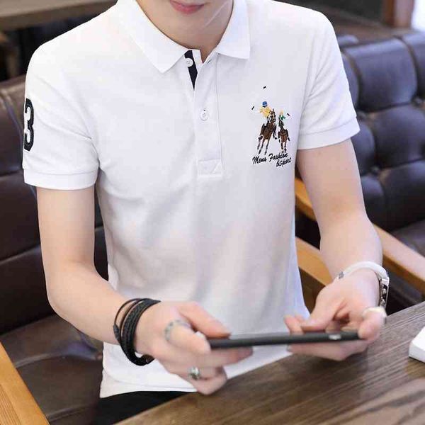 2021 new polo shirt short sleeve t-shirt lapel fashion brand embroidered pure cotton slim fit handsome men's paul top, White;black
2021 new polo shirt short sleeve t-shirt lapel fashion brand embroidered pure cotton slim fit handsome men's paul top, White;black