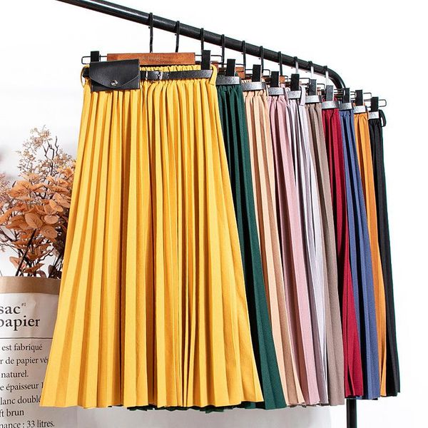 elegant high waist women skirts casual vintage solid sashes pleated midi ladies fashion saia mujer faldas, Black
elegant high waist women skirts casual vintage solid sashes pleated midi ladies fashion saia mujer faldas, Black