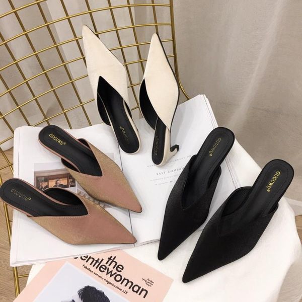 slippers mules shoes silk women summer flipflops thin high heels pointed toe shallow female sandals wear resistance casual, Black
slippers mules shoes silk women summer flipflops thin high heels pointed toe shallow female sandals wear resistance casual, Black
