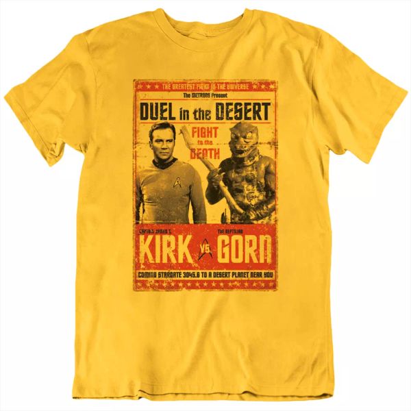 kirk vs gorn duel in the desert poster series tv movie funny mens t shirt tee, White;black
kirk vs gorn duel in the desert poster series tv movie funny mens t shirt tee, White;black