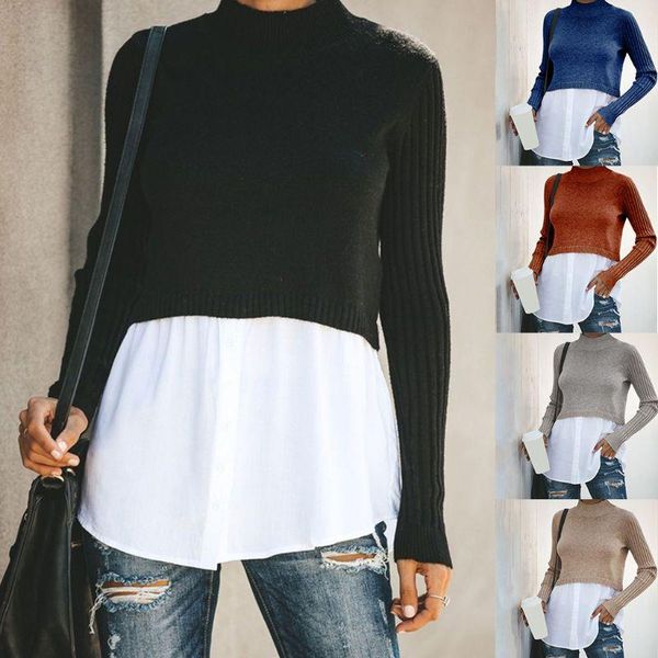 women's sweaters women autumn 2 in 1 patchwork pullover ribbed knitted long sleeve sweater button down layered shirt office lady jumpe, White;black
women's sweaters women autumn 2 in 1 patchwork pullover ribbed knitted long sleeve sweater button down layered shirt office lady jumpe, White;black