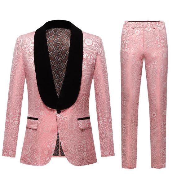 men's suits & blazers fashion pink black patterned suit slim fit groomsmen tuxedos for wedding shawl collar jacket, White;black
men's suits & blazers fashion pink black patterned suit slim fit groomsmen tuxedos for wedding shawl collar jacket, White;black