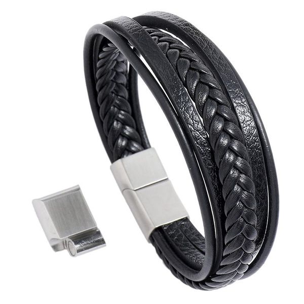 tennis punk style simple braided leather bracelets trendy stainless steel magnetic buckle multilayer men's wristband bangles jewelry, Golden;silver
tennis punk style simple braided leather bracelets trendy stainless steel magnetic buckle multilayer men's wristband bangles jewelry, Golden;silver
