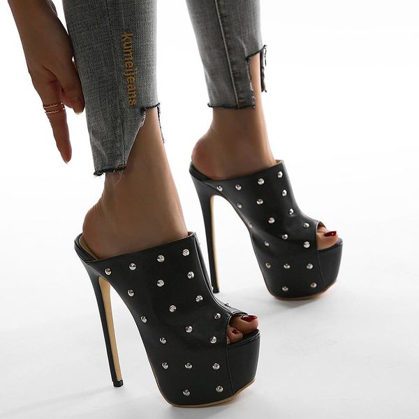 sandals plus size 35-42 peep toe rivet women ultra 16cm platform stiletto high heels summer half slippers footwear, Black
sandals plus size 35-42 peep toe rivet women ultra 16cm platform stiletto high heels summer half slippers footwear, Black