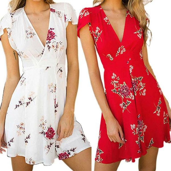 women's swimwear womens floral short sleeve mini dress summer beach v neck holiday boho sundress, White;black
women's swimwear womens floral short sleeve mini dress summer beach v neck holiday boho sundress, White;black