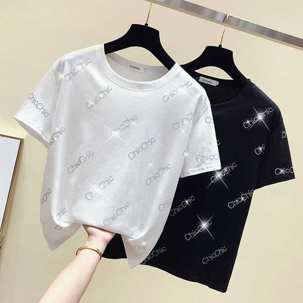 t shirt letter diamonds t-shirt women clothes short sleeve summer womens cotton korean fashion tshirt vetement femme 210615, White
t shirt letter diamonds t-shirt women clothes short sleeve summer womens cotton korean fashion tshirt vetement femme 210615, White
