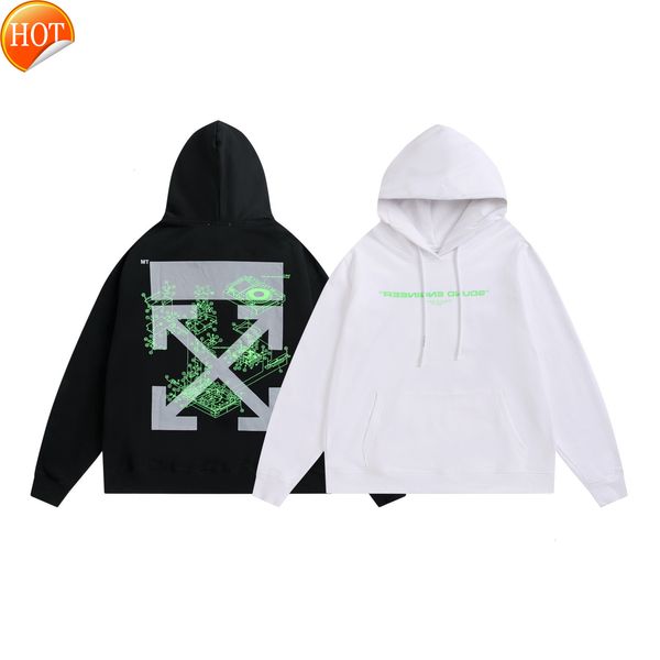 and winter off autumn new fluorescent green letter arrstyle leisure men's women's same hooded sweater, Black
and winter off autumn new fluorescent green letter arrstyle leisure men's women's same hooded sweater, Black