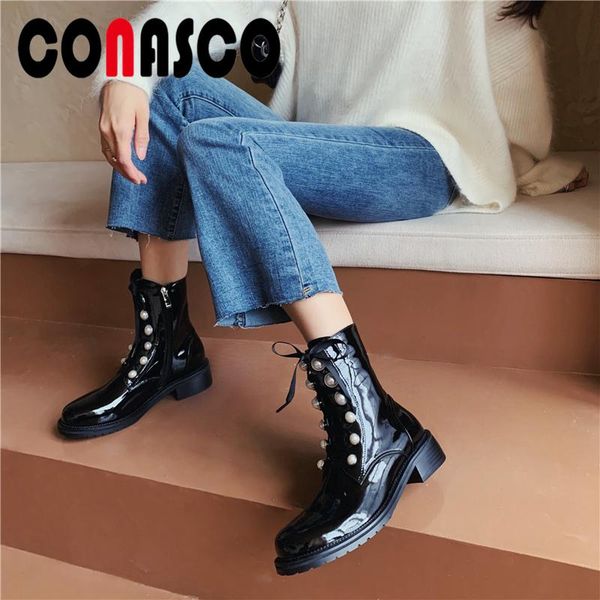 boots verconas women ankle genuine leather autumn winter pearl cross-tied woman fashion casual platforms zip, Black
boots verconas women ankle genuine leather autumn winter pearl cross-tied woman fashion casual platforms zip, Black