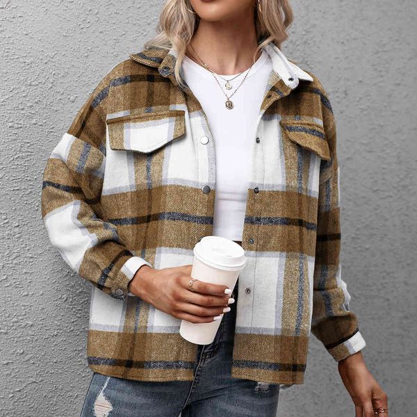 women's jackets plaid woman loose casual autumn winter turn-down collar single breasted coat warm outerwear fall shirt h889 nfjz c, Black;brown
women's jackets plaid woman loose casual autumn winter turn-down collar single breasted coat warm outerwear fall shirt h889 nfjz c, Black;brown