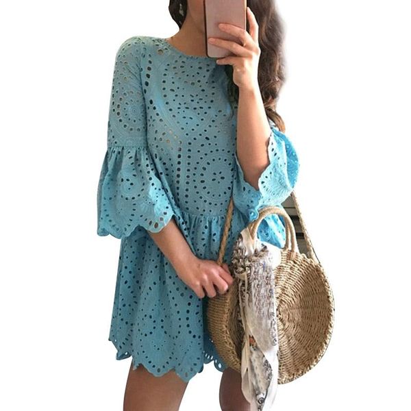 ly women dress lace o-neck three quarter sleeves ruffle for summer dod886 casual dresses, Black;gray
ly women dress lace o-neck three quarter sleeves ruffle for summer dod886 casual dresses, Black;gray