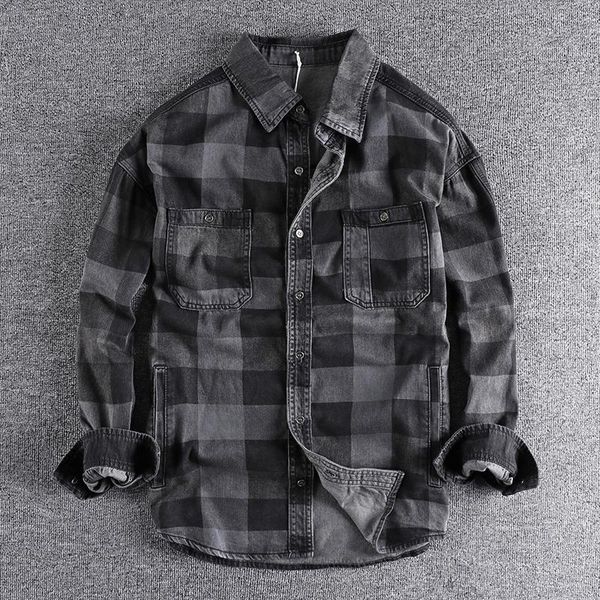 men's casual shirts 2021 autumn japanese fashion big check denim long sleeve shirt men's loose fit outerwear clothes 312, White;black
men's casual shirts 2021 autumn japanese fashion big check denim long sleeve shirt men's loose fit outerwear clothes 312, White;black