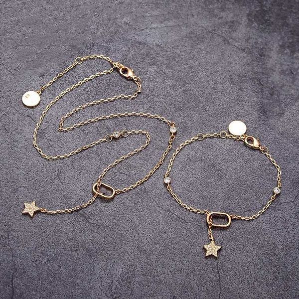 luxury designer women bracelet necklaces fashion jewelry sets star pendant with letter stamps brass beads chain for party, Silver
luxury designer women bracelet necklaces fashion jewelry sets star pendant with letter stamps brass beads chain for party, Silver