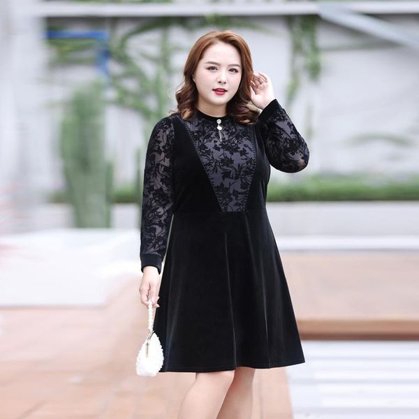 casual dresses 2xl to 7xl plus size dress for women spring autumn long sleeve floral velvet winter elegant patchwork robes t6076, Black;gray
casual dresses 2xl to 7xl plus size dress for women spring autumn long sleeve floral velvet winter elegant patchwork robes t6076, Black;gray
