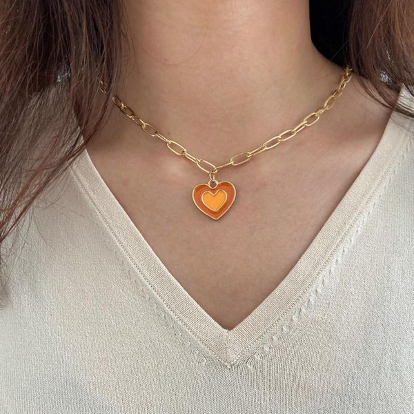 chains ins fashion heart-shaped necklace for women creative alloy drip oil oouble color love pendant jewelry collares para mujer, Silver
chains ins fashion heart-shaped necklace for women creative alloy drip oil oouble color love pendant jewelry collares para mujer, Silver